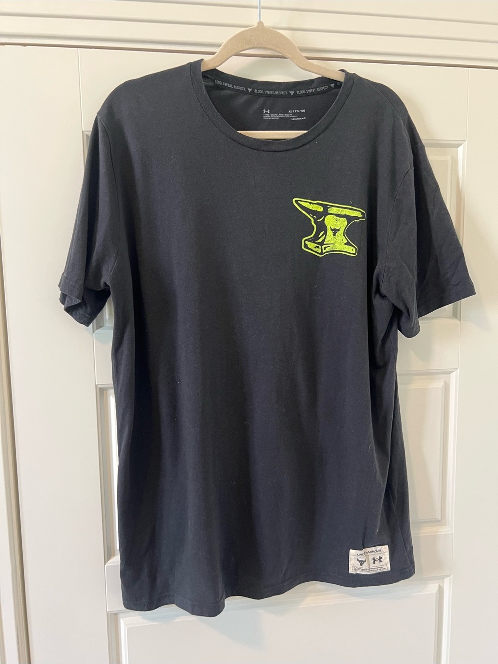 Under Armour Iron Paradise Black Short Sleeve Tee with Neon Yellow Graphic